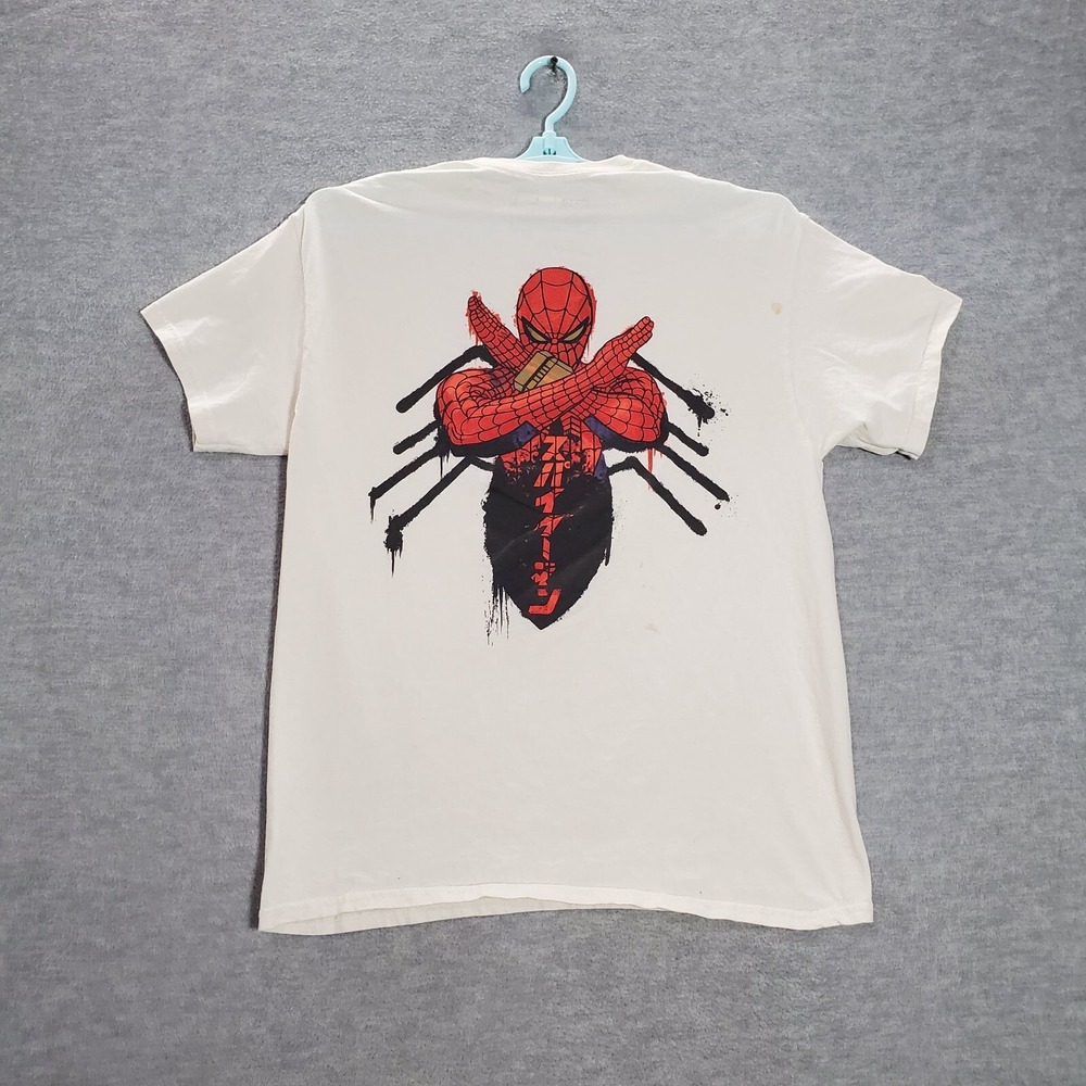 Marvel Men Shirt Large White Spiderman Sense Logo Graphic Print Tee READ
